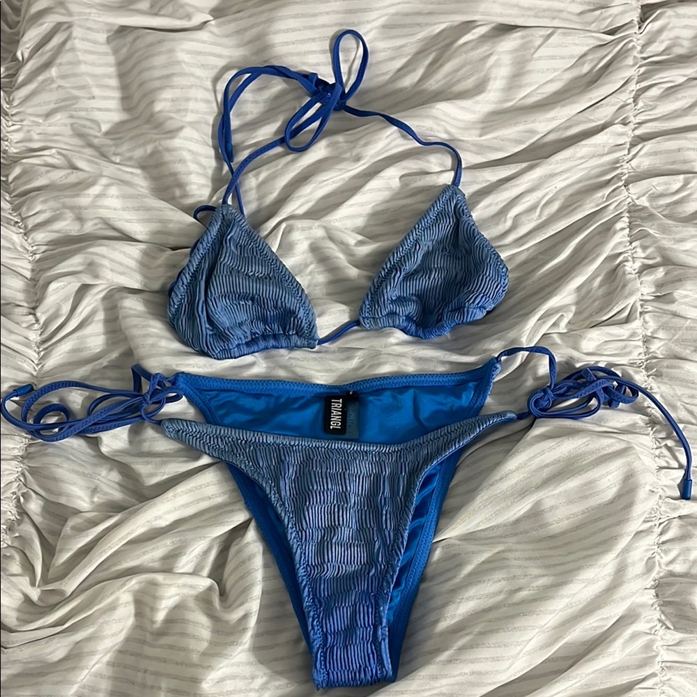 Triangl Swimwear Blue Textured Bikini